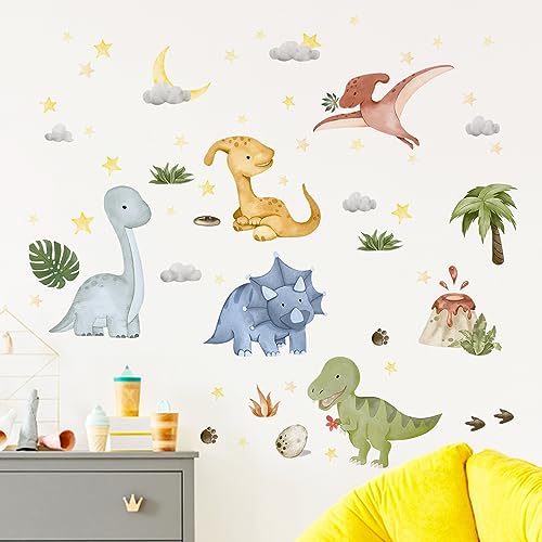 Yovkky Calcomanías de pared de dinosaurio para bebé, diseño