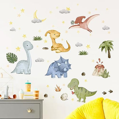 Yovkky Calcomanías de pared de dinosaurio para bebé, diseño