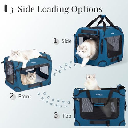 Transportador de gatos extragrande para 2 gatos, plegable de