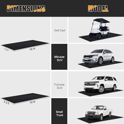 Tapete de garaje de 8.2 x 19 pies para SUV de tamaño complet