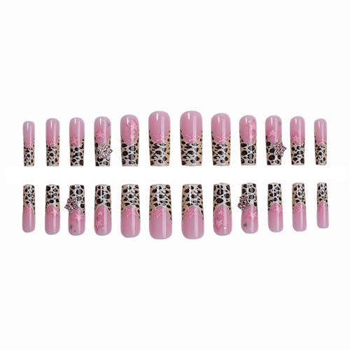MERVF Uñas postizas largas cuadradas a presión, uñas postiza