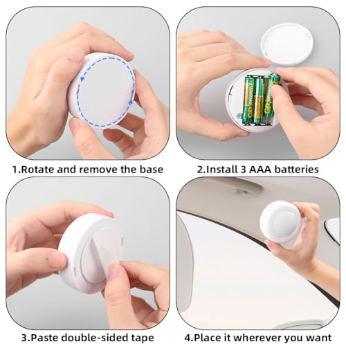 4 luces LED inalámbricas para interiores de automóvil con co