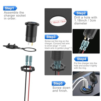 Cargador de coche con salida USB de 78 W, 4 puertos y 12 V,