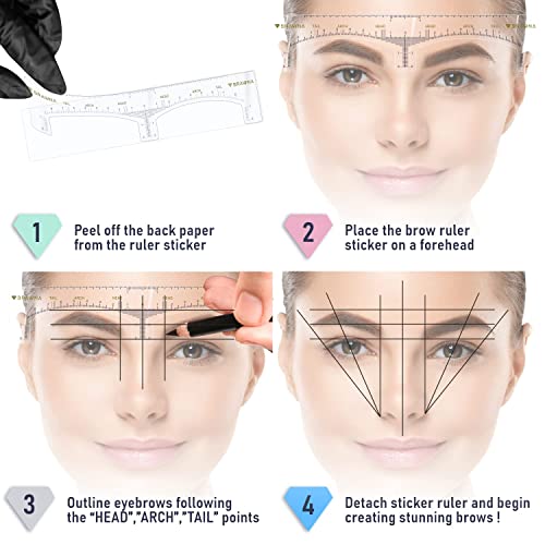 Brawna Plantilla de regla de cejas – 30 piezas de plantillas