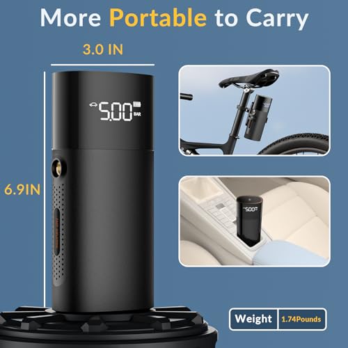 Inflador de neumáticos portátil, mini compresor de aire 2 ve
