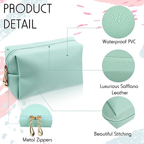 Jexine Bolsa de maquillaje pequeña de piel con cremallera, b
