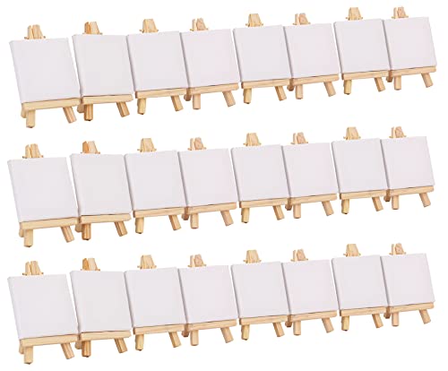 Tosnail Paquete de 24 mini lienzo y caballete de 3 x 3 pulga