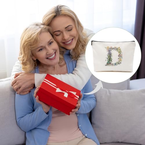 Bolsa de maquillaje con inicial de flores, bolsa de cosmétic