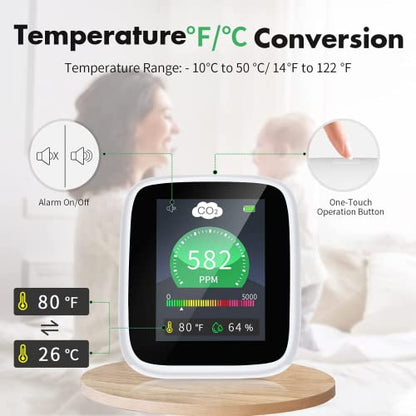 Detector de dióxido de carbono de CO2, monitor de calidad de