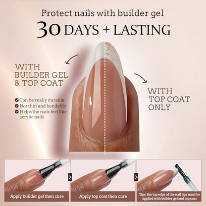BTArtboxnails XCOATTIPS - Kit de uñas de gel francesas a pre