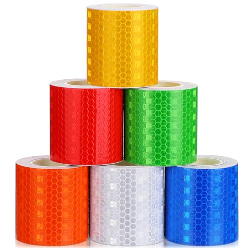Zonon 6 rollos de cintas reflectantes de 6 colores, cinta re