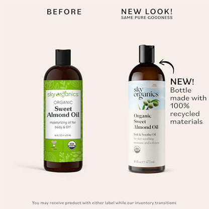 Sky Organics Aceite orgánico de almendras dulces para cuerpo