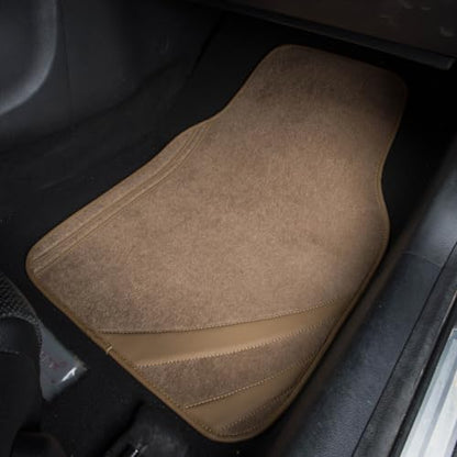 CAR PASS Alfombrillas de cuero beige impermeables con borde