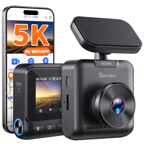 Sarmert C1 5K Dash Cam - GPS integrado y WiFi 5G, 5K/4K/2.5K