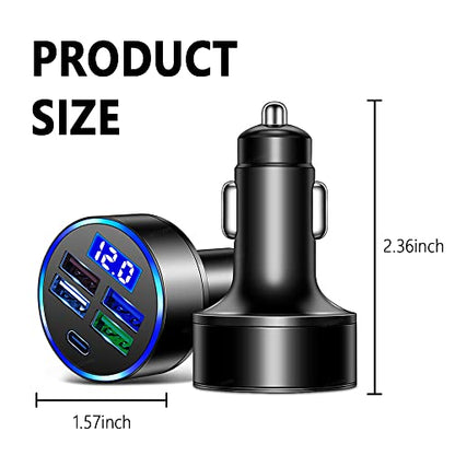 Cargador de coche USB de 5 puertos (4 USB + tipo C) adaptado