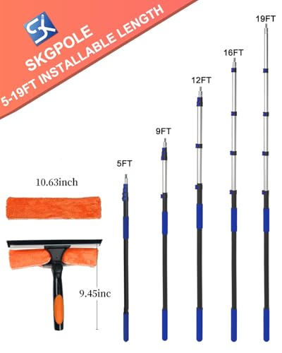 Kit de limpieza de ventana con poste de extensión telescópic