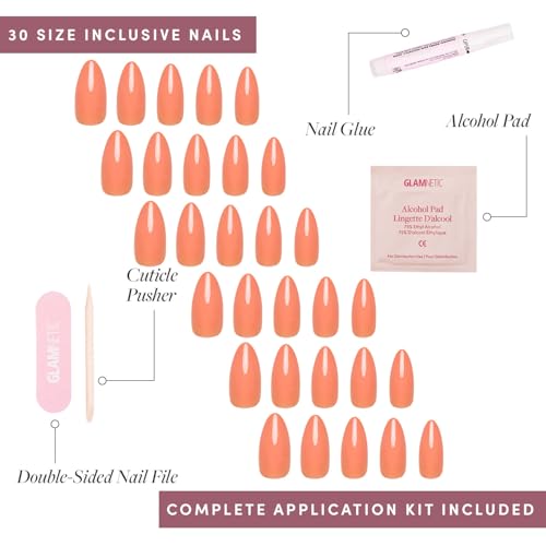 Glamnetic Uñas a presión – Mandarina suave | Naranja almendr