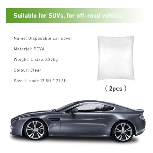 2 fundas desechables para automóvil, 12.5 x 21.3 pies, de pl
