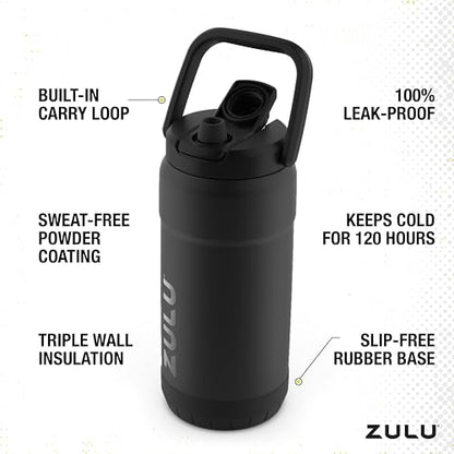 ZULU Goals Botella de agua de acero inoxidable de gran capac