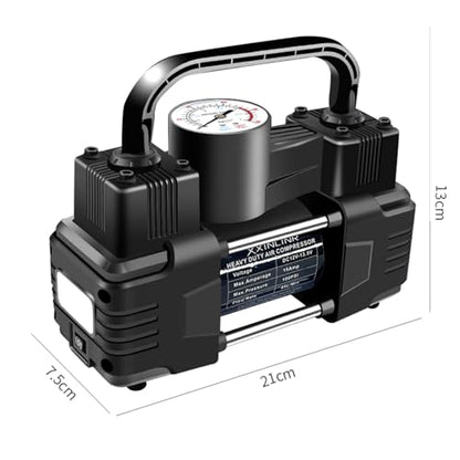 Inflador de neumáticos negro de doble cilindro resistente co