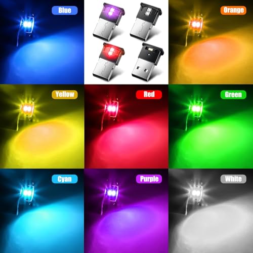 Linkstyle 4PCS Mini USB LED luz de atmósfera, 8 colores RGB
