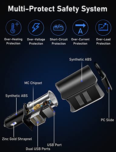LIHAN Adaptador de enchufe para encendedor de cigarrillos, c
