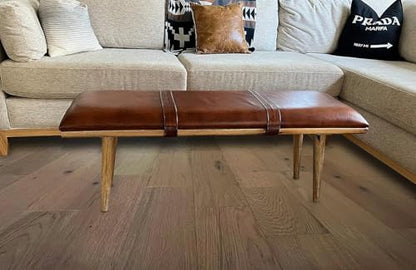 Zilker Home Banco de madera moderno de mediados de siglo, ba