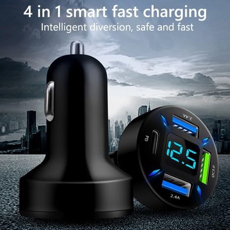 Cargador de coche USB C RDRKR 66 W, cargador USB de 4 puerto