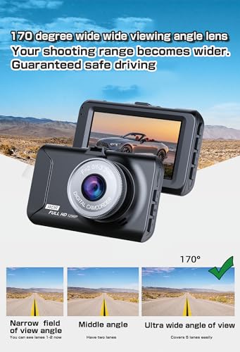 Cámara de tablero frontal y trasera 1296P Full HD Dual Dash