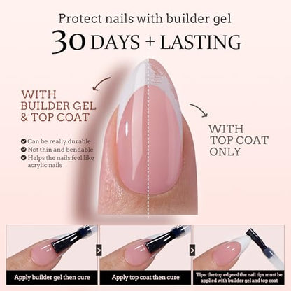 BTArtboxnails XCOATTIPS - Uñas de gel francesas a presión, u