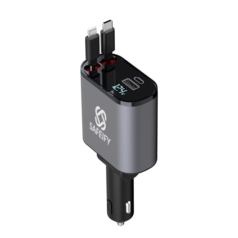 [Actualizado] Cargador retráctil para automóvil 4 en 1, 2 ca
