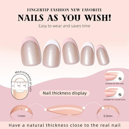 Nude Moonlight - Uñas postizas a presión con diseño de ojo d