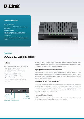 D-Link DCM-301 DOCSIS 3.0 módem cableado compatible con Comc