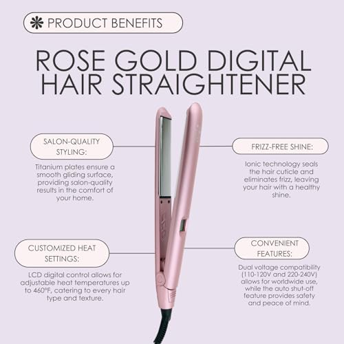 Aria Beauty Plancha digital para el cabello, plancha plana d