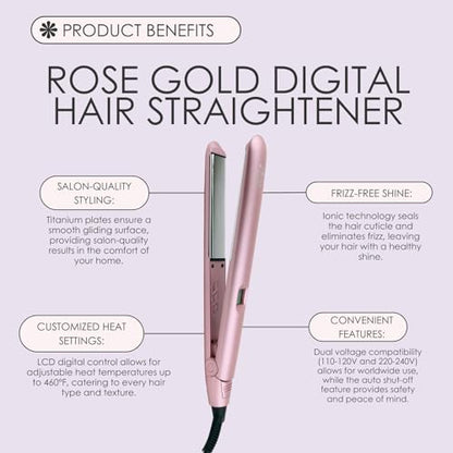 Aria Beauty Plancha digital para el cabello, plancha plana d