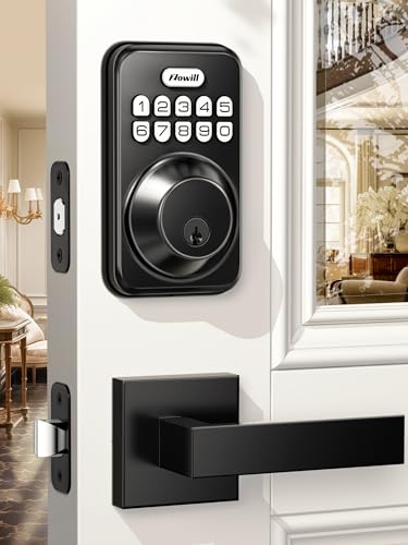 Zowill - Cerradura de puerta de entrada sin llave con 2 mani