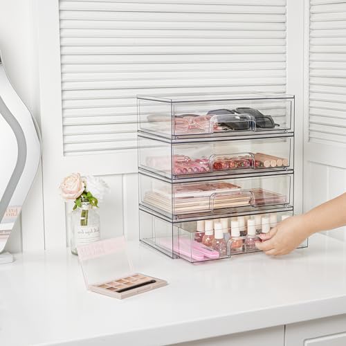 Vtopmart - Cajones de almacenamiento apilables transparentes