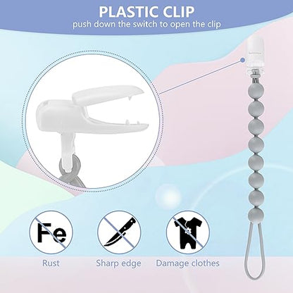 Paquete de 4 clips de silicona para chupetes para bebés, niños y niñas