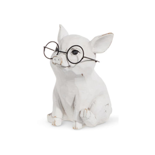 The Bridge Collection Figura decorativa de cerdo con gafas,