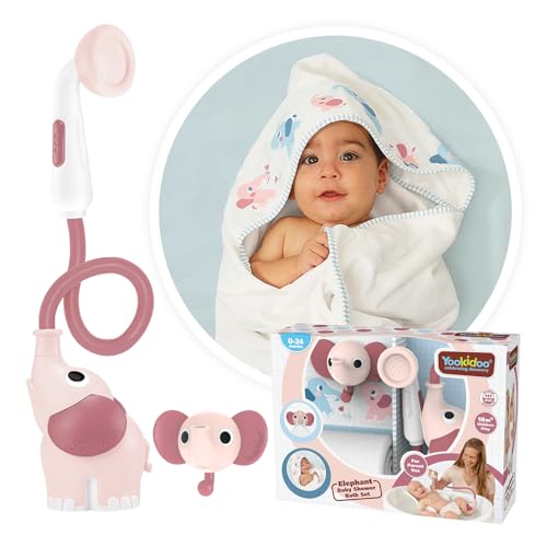 Yookidoo Juego de regalo de cabezal de ducha de elefante para bebé, in