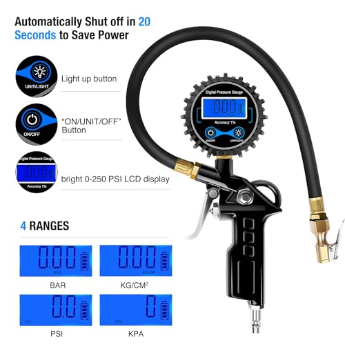 Nilight 50026R - Medidor digital de presión para inflador de