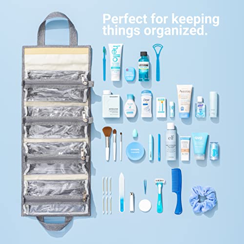 Bolsa de maquillaje enrollable colgante, kit de artículos de