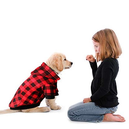 Sudadera de cuadros rojos con capucha para perros con gorro