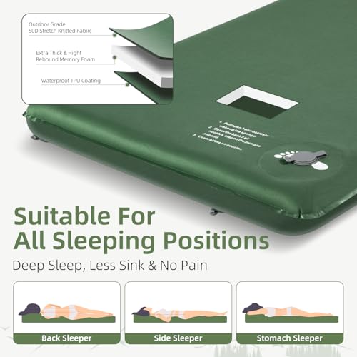Memory Sleeping Pad, 3.1" Ultra-Thick Sleeping Mats for Camp