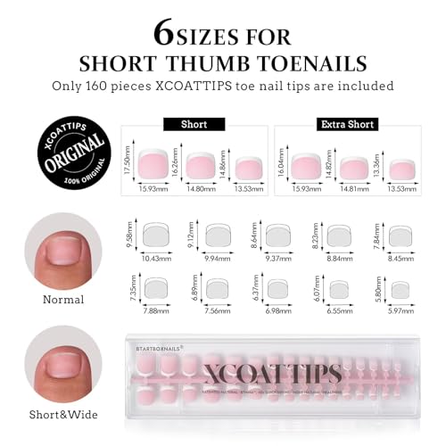 BTArtboxnails XCOATTIPS Puntas de uñas de los pies, uñas cor