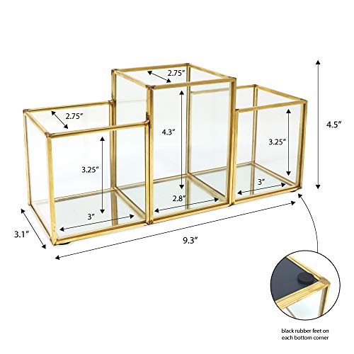 Isaac Jacobs Soporte para brochas de maquillaje de 3 compart