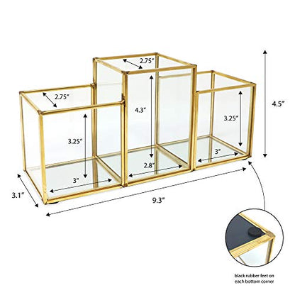 Isaac Jacobs Soporte para brochas de maquillaje de 3 compart