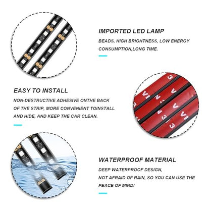 Tira de luz LED para automóvil, 24 luces LED RGB de neón par