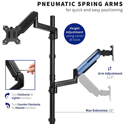 VIVO Brazo de monitor doble para montaje extra alto para pan