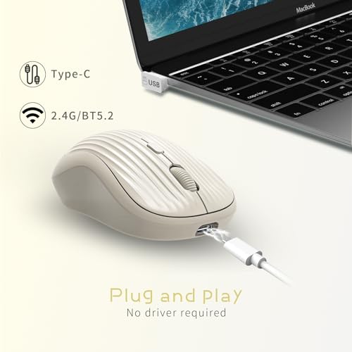 ONE-UP Ratón inalámbrico, 2.4G + Bluetooth, batería recargab
